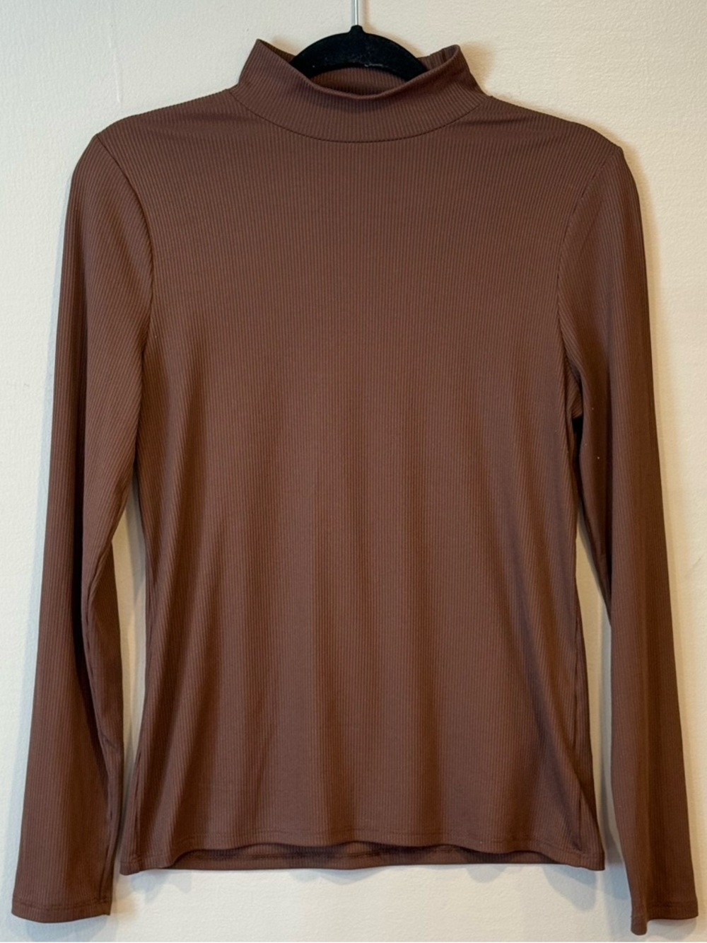 No Boundaries Long-Sleeve Mock Neck Brown Ribbed Layer Top Size Large 11-13